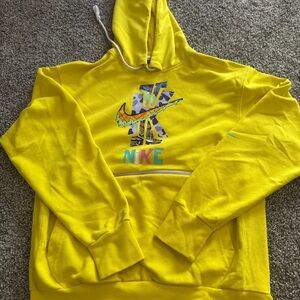 Nike Yellow Hoodie with Multicolor Logo